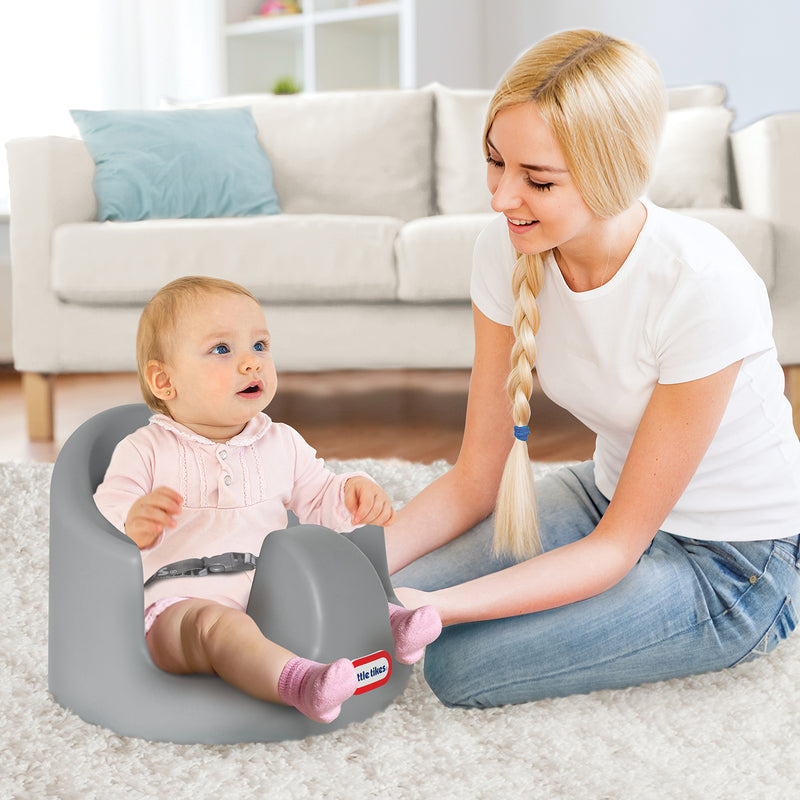 Little Tikes My First Seat Infant Toddler Foam Floor Support Baby Chair, Grey