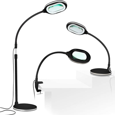 Brightech Lightview Pro 3 In 1 Magnifying Adjustable Floor and Desk Lamp, Black