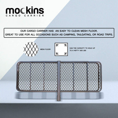 Mockins 60 x 20 Inch Hitch Mount Cargo Carrier w/ Bag, Stabilizer, Straps, & Net