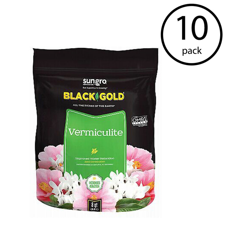 SunGro Black Gold Natural and Organic Potting Mix, 8 Qt Bag (10 Pack)