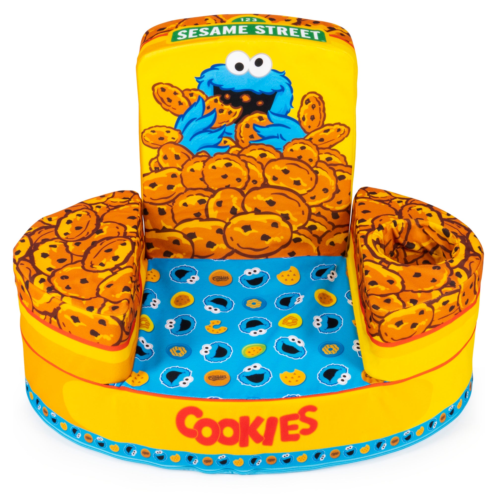 Marshmallow Furniture Flip-See-Do Comfy Foam Toddler Kid's Chair, Cookie Monster - VMInnovations
