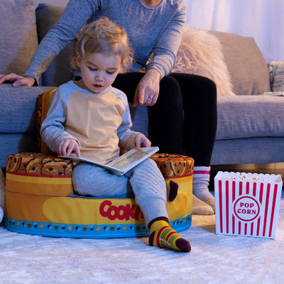 Marshmallow Furniture Flip-See-Do Comfy Foam Toddler Kid's Chair, Cookie Monster - VMInnovations