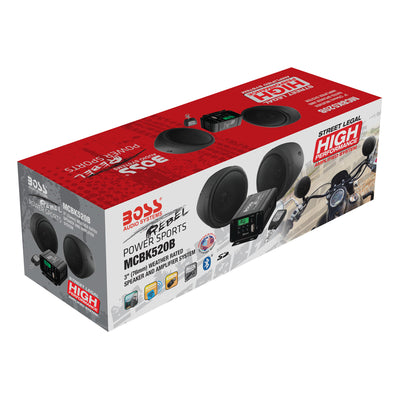 BOSS Audio MCBK520B Motorcycle Sound System w/ Bluetooth Audio Streaming, Black
