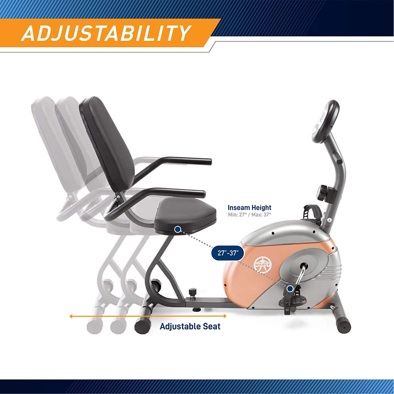 Marcy ME709 Recumbent Magnetic Exercise Bike Cycling Home Gym Workout Equipment