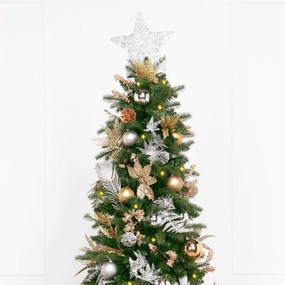 Easy Treezy 7.5 Foot Prelit Douglas Fir Artificial Christmas Tree, Metallic