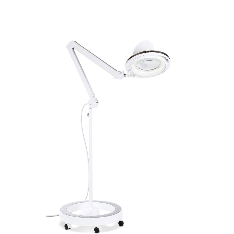 Brightech Lightview Pro Rolling Wheel Base 3 Diopter Magnifier Floor Lamp, White