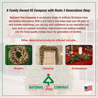 National Tree Company 7.5' Full Flocked Prelit Artificial Christmas Tree, Black