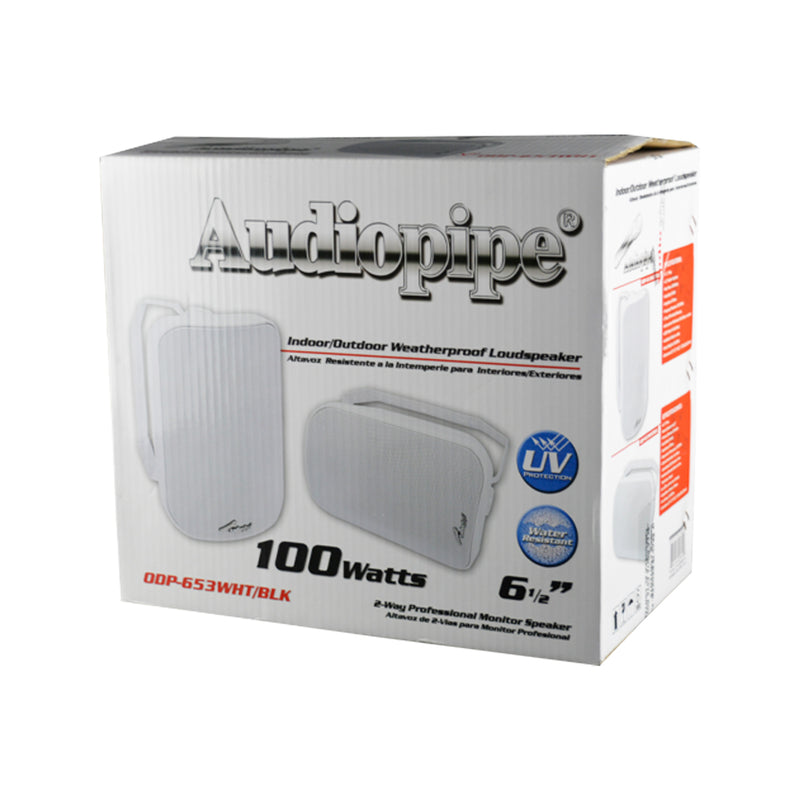 AudioPipe 6.5" 100 Watts Weatherproof Indoor Outdoor Speakers, Pair (2 Pack)