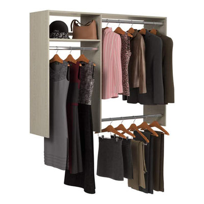 Easy Track Hanging Closet Kit Wardrobe Storage Organizer Rack, Weathered Grey