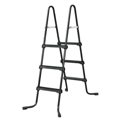 Summer Waves 36 Inch SureStep Outdoor Above Ground Swimming Pool Ladder, Black