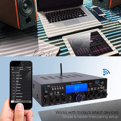 Pyle Bluetooth 200 Watt Multi Channel Stereo Amplifier Audio Receiver (2 Pack)