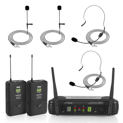 Pyle Wireless Microphone System with Mics, Transmitters & Receivers (2 Pack)