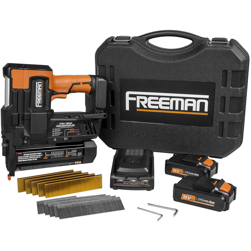 Freeman PE2118G Cordless No-Mar Tip 18 Volt 2-in-1 18 Gauge Nailer and Stapler