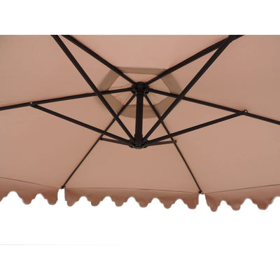 Pebble Lane Living 10 Ft Cantilever Scalloped Patio Tilt Umbrella, Beige (Used)