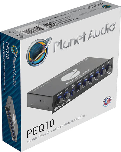 Planet Audio PEQ10 4 Band Half DIN Car Audio Subwoofer Equalizer with Auxiliary