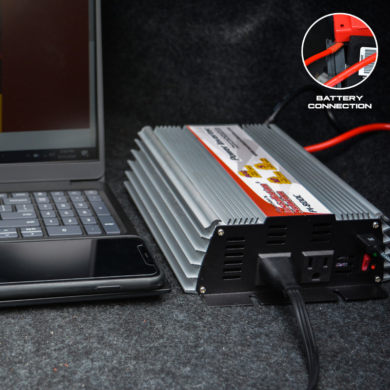 AudioPipe PI-800C Pipemans 800W Max 12V DC to 110V AC Car Audio Power Inverter