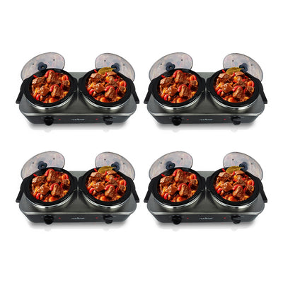 NutriChef Portable Dual Pot Electric Slow Cooker Warmer Chafing Dish