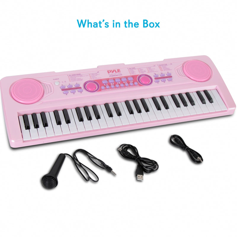 Pyle PKBRD4911PK Portable Rechargeable Kids Music Keyboard with Wired Microphone