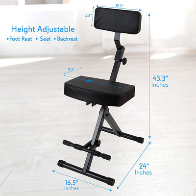 Pyle Performer Chair Seat Portable Stool Height Adjustable Foot Rest (Open Box)