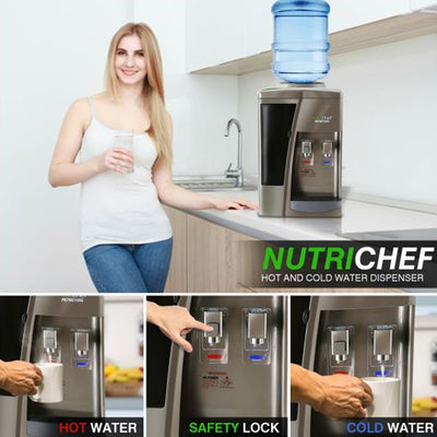 NutriChef 5 Gal Kitchen Countertop Hot and Cold Water Cooler Dispenser (2 Pack)