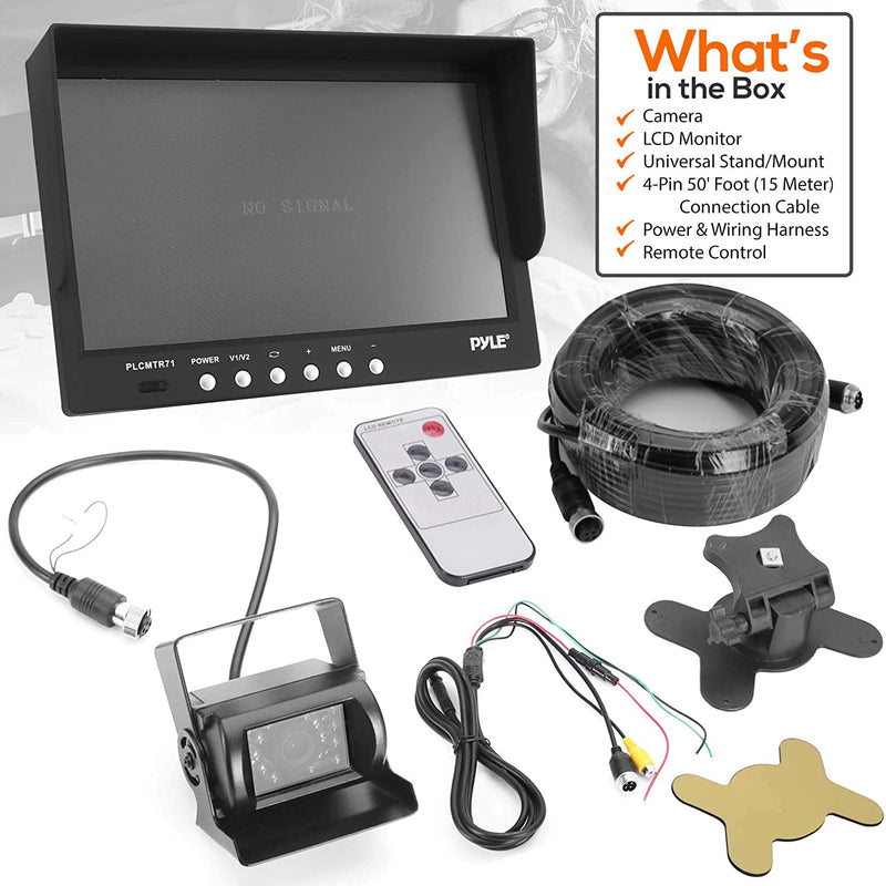 Pyle PLCMTR71 Weatherproof Rearview Backup Camera w/ 7 Inch Monitor Video System