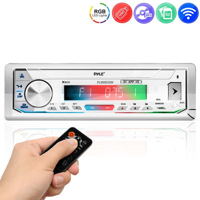 Pyle Bluetooth Wireless In Dash Stereo Radio Single DIN Receiver, White (2 Pack) - VMInnovations