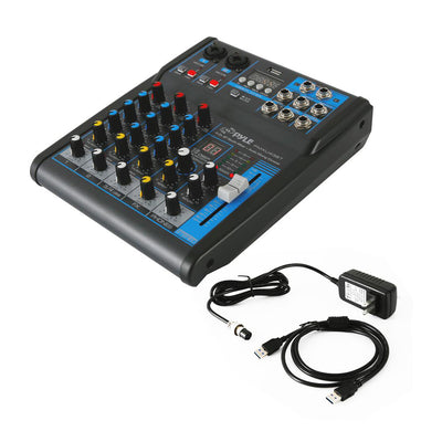 Pyle PMXU43BT 4 Channel Bluetooth Sound Board Mixer System for DJ Studio Audio