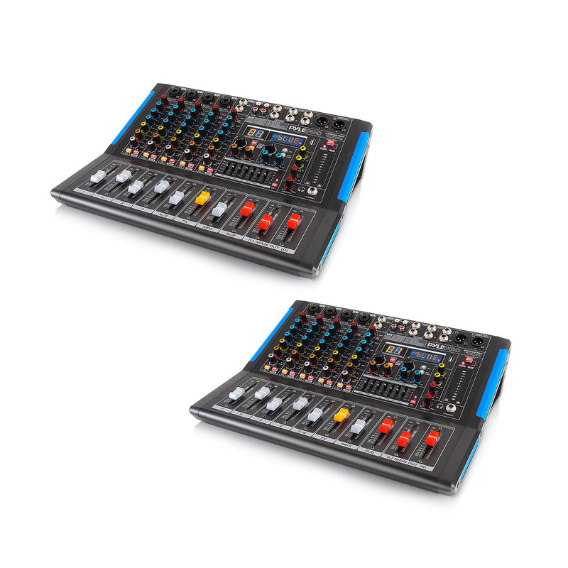 Pyle 6 Channel Bluetooth Sound Board Mixer System for DJ Studio Audio (2 Pack)