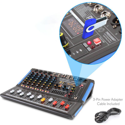 Pyle PMXU88BT 8 Channel Bluetooth Sound Board Mixer System for DJ Studio Audio