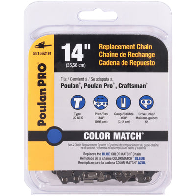 Poulan Pro 581562101 Blue Color Match 14 Inch Replacement Chain for Chainsaws