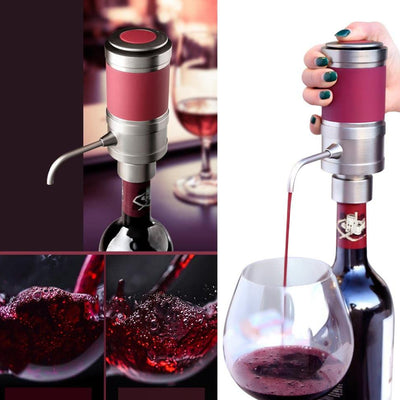 NutriChef Electric Wine Aerator Dispenser Pump Bottle Tap Machine Red (Open Box)