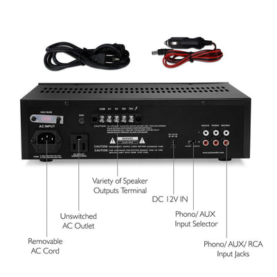 Pyle Compact 80 Watt PA Mono Amplifier Speaker Receiver System, Black (Open Box)