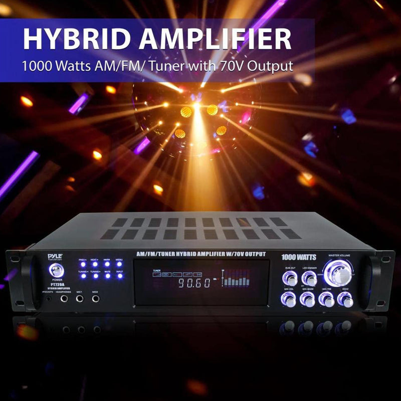 Pyle 4 Channel 1000 Watts AM/FM Tuner Hybrid Amplifier with 70V Output (4 Pack)