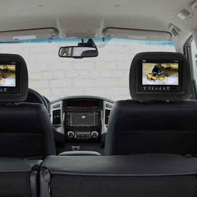 Pyle Dual 7" Universal Vehicle Headrest Video Monitor Built In Speaker(Open Box)