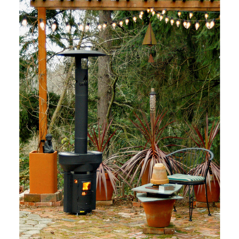 Q Stoves Q Flame Wood Pellet Outdoor Portable Heater for Patio & Camping, Black