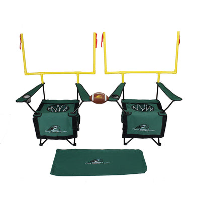 QB54 Outdoor Football Set - Football Toss and Kick Game Built into 2 Folding Chairs - Green