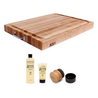 John Boos Block 24 x 18" Edge Grain Wood Cutting Board & Board Maintenance Set