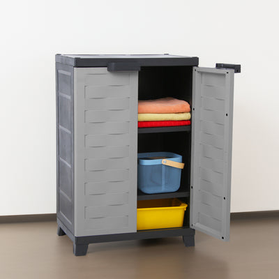 RAM Quality Products PREMIUM Utility 2 Shelf Lockable Storage Cabinet, Gray