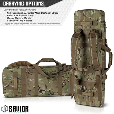 Savior Equipment 55 Inch Camouflage Tactical Double Rifle Gun Carrying Case