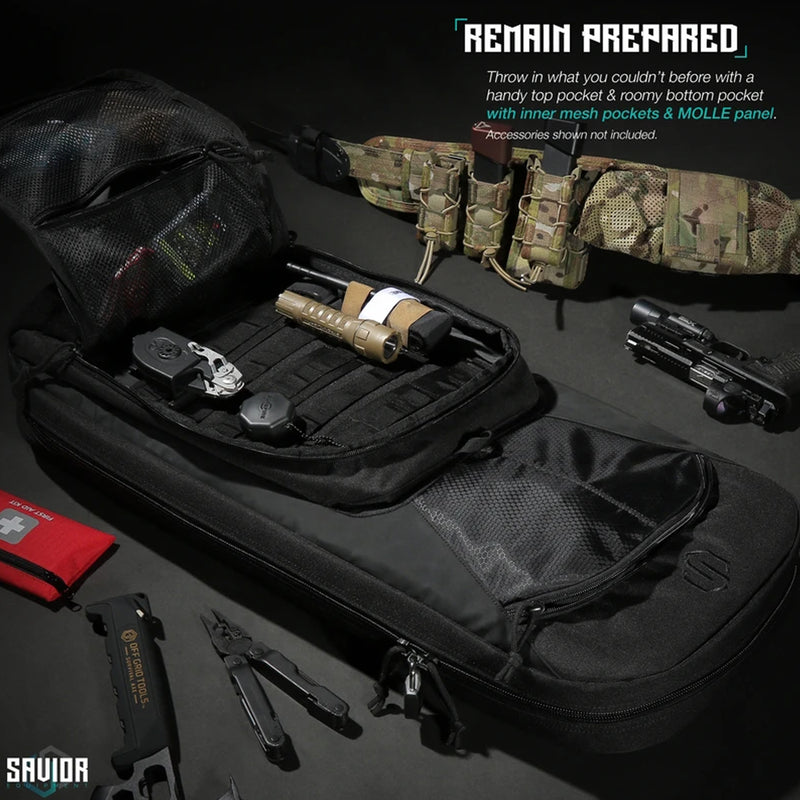Savior Equipment 600D 34 in. Tactical Single Rifle Soft Gun Bag Backpack, Black