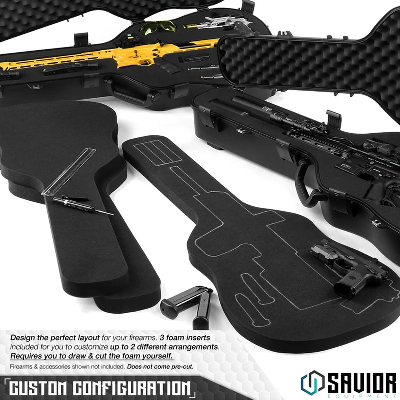 Savior Equipment Lockable Single Rifle Rolling Padded Guitar Gun Case, Black