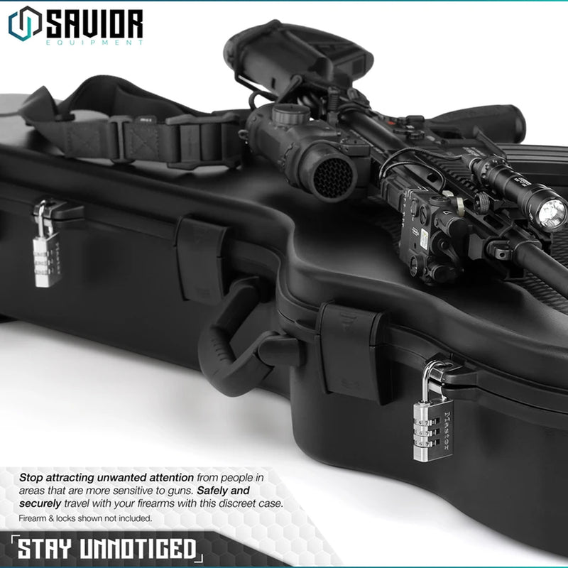 Savior Equipment Lockable Single Rifle Rolling Padded Guitar Gun Case, Black
