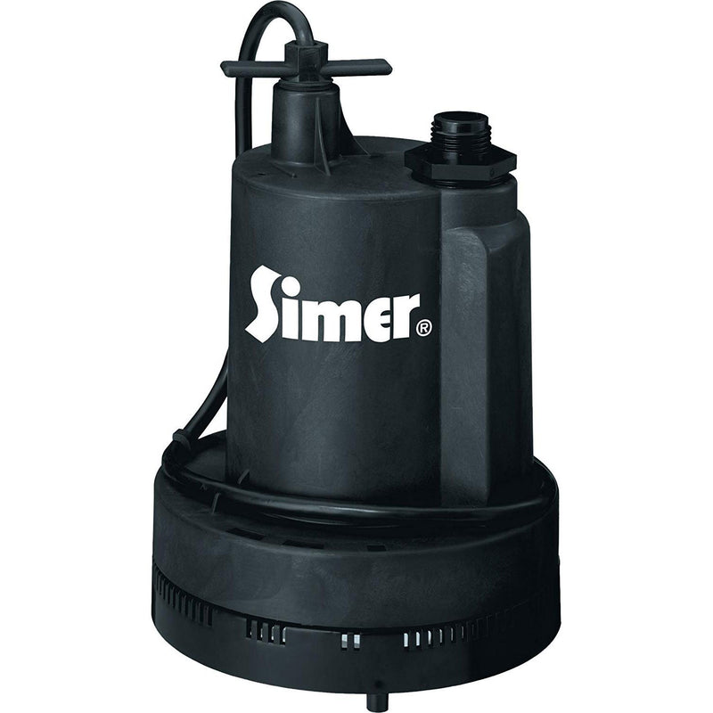 Simer Geyser II 1/4 HP 1320 GPH Submersible Portable Thermoplastic Utility Pump