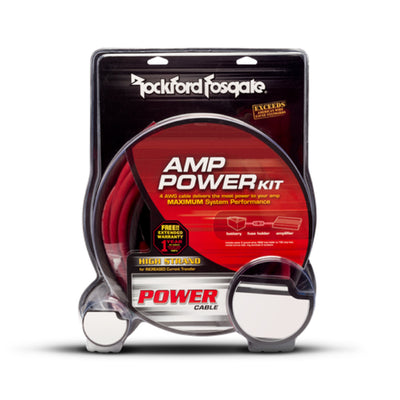 Rockford Fosgate 4 AWG Amplifier to Speaker Installation Kit & Subwoofer Package