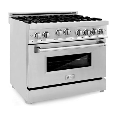 ZLINE 36 Inch Professional Stainless Steel Gas Range Cooktop Oven with 6 Burners