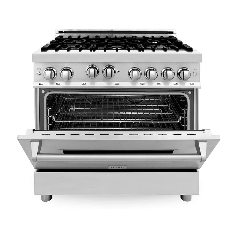 ZLINE 36 Inch Professional Stainless Steel Gas Range Cooktop Oven with 6 Burners