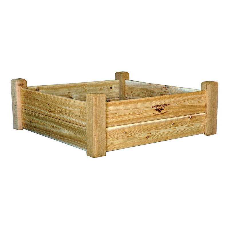Gronomics Western Red Cedar Raised Garden Bed 34 x 34 x 13 Inches, Unfinished