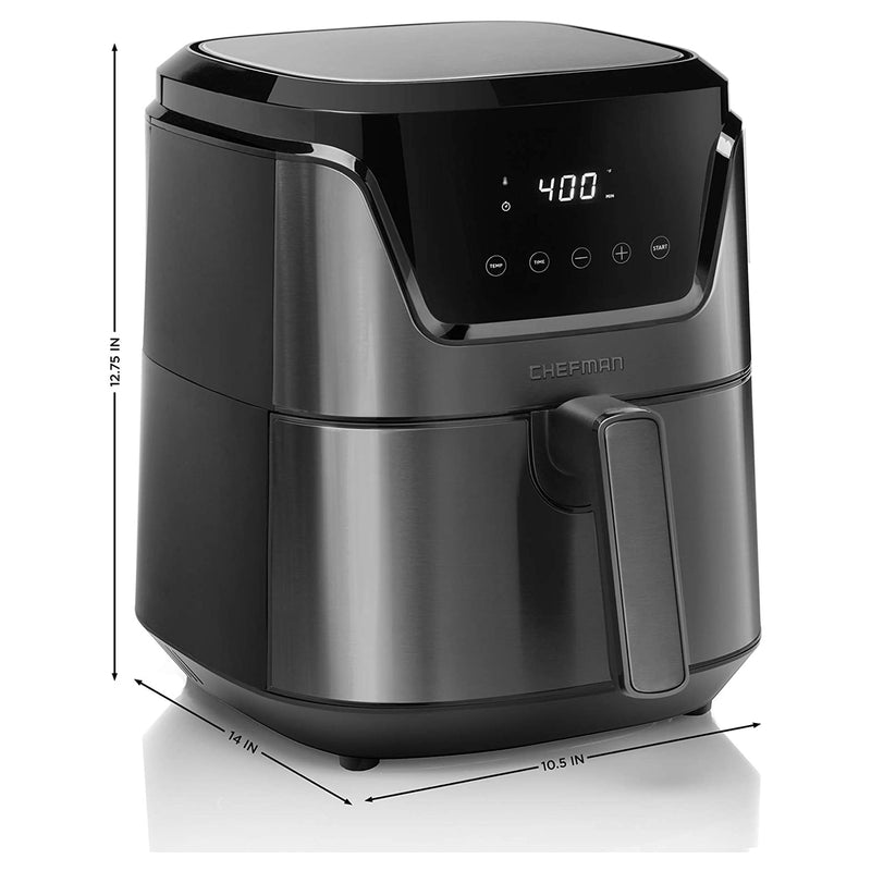 Chefman 4.5 Qt Temperature Control Stainless Steel Square Air Fryer (Open Box)