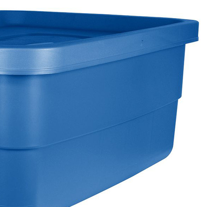 Rubbermaid Roughneck Tote 10 Gal Storage Container, Heritage Blue (6 Pack)(Used)