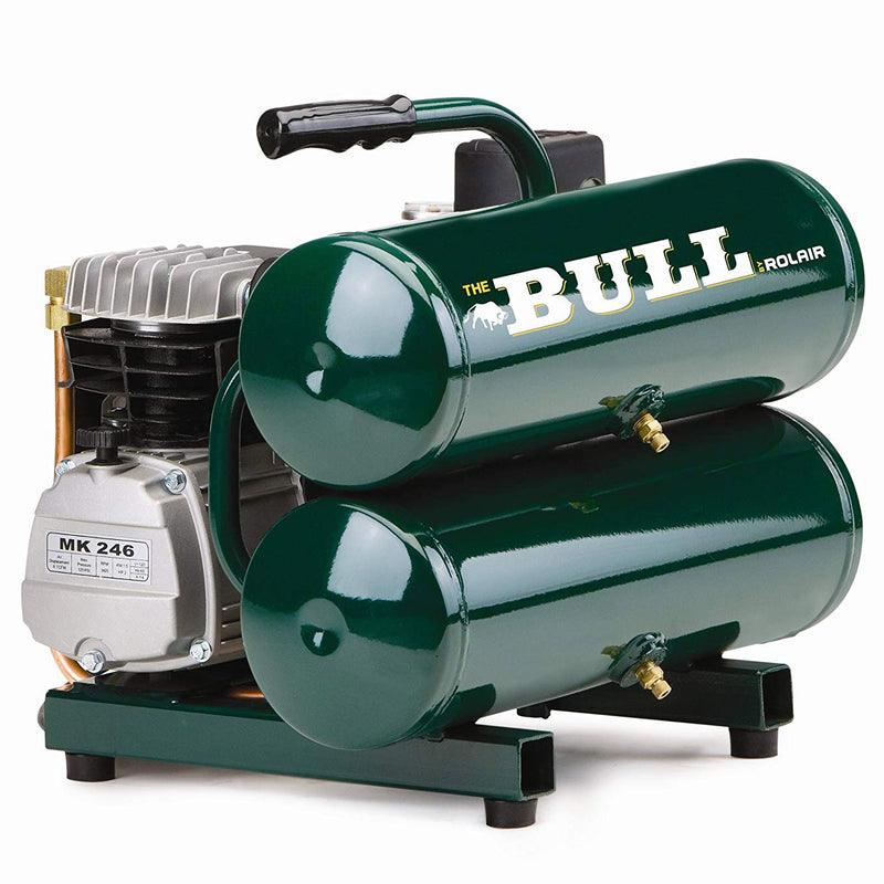 Rolair Intelligent Twin Stack 4.3 Gallon Durable Iron Cylindrical Air Compressor